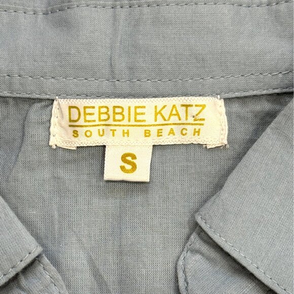 Debbie Katz South Beach Womens Shirt Dress Blue Cotton Embroidered Floral Size S - Picture 4 of 7